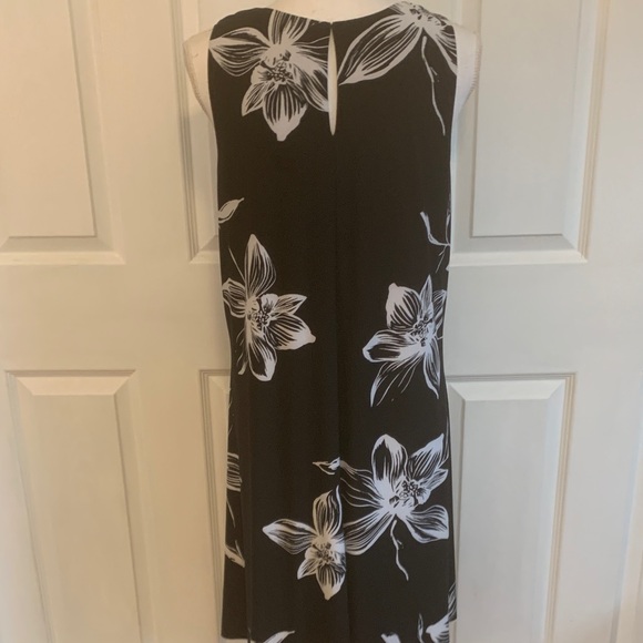 Anne Klein Black and White Floral Midi Dress - Picture 3 of 4